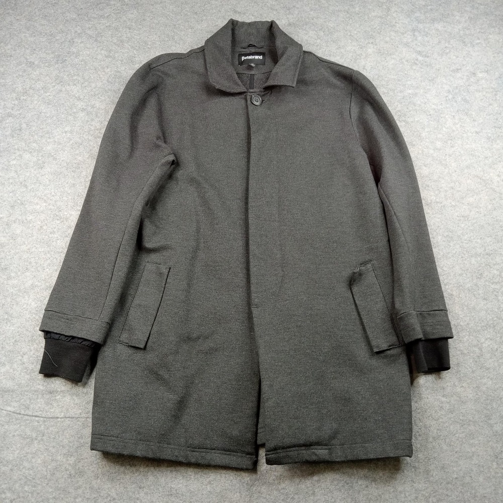Betabrand Coat Mens Medium Gray Overcoat Jersey Knit Lined Commuter 1083-CH